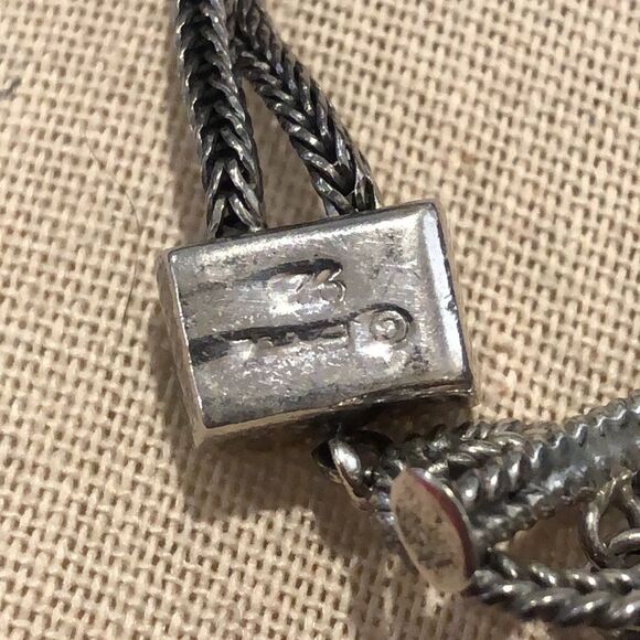 BARSE Sterling Silver Turquoise Coral Lapis Cabochon Thai Weave Toggle Bracelet - Picture 13 of 15